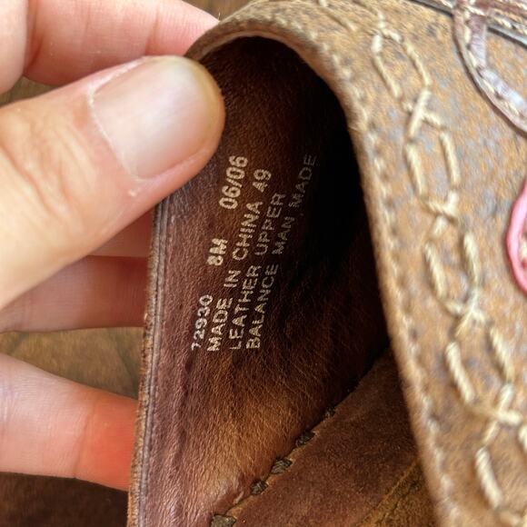 Clarks Artisan size 8 Distressed Leather Wedge Mule Clog Brown - Picture 11 of 11